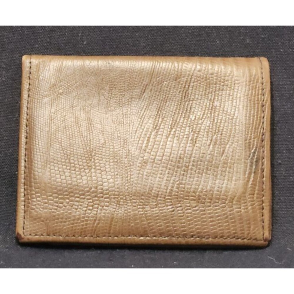 Tan Lizard Embossed Leather Bifold Wallet Card Holder Unbranded Vintage